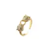 Lady Geometric Copper Gold Plated Zircon Open Ring 1 Piece