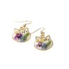 Wholesale cat head flower earrings color real flower glue French earrings eternal flower jewelry cute gift