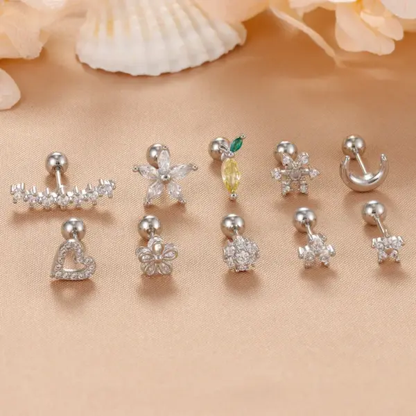 1 Piece Simple Style Classic Style Star Heart Shape Plating 304 Stainless Steel Copper Small Stud Earrings