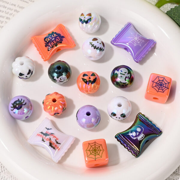 Wholesale Halloween acrylic printed beads with straight holes