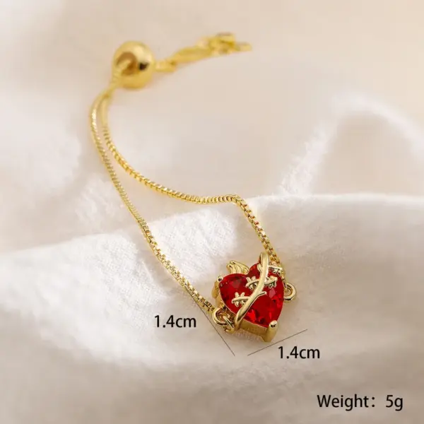Wholesale Jewelry Vintage Style Classic Style Heart Shape Copper Zircon 18K Gold Plated Bracelets Box Chain
