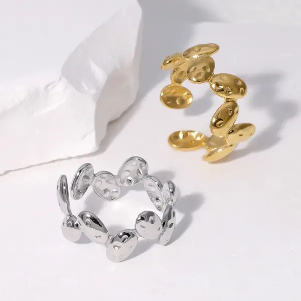 PVD Coated Real Gold Plated 18K Gold Round 304 Stainless Steel Simple Style Waterproof Non Tarnish Open Rings