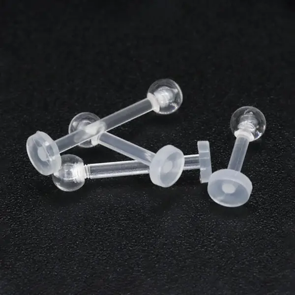 Transparent Soft Acrylic Tongue And Belly Button Studs Invisible Lip Studs Horse Hoof Ring Eyebrow Studs Piercing Jewelry
