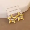 304 Stainless Steel Triangle Pentagram Flower Electroplating Stone-Free Golden Plated Elegant Simple Style Waterproof Non Tarnish Ear Studs