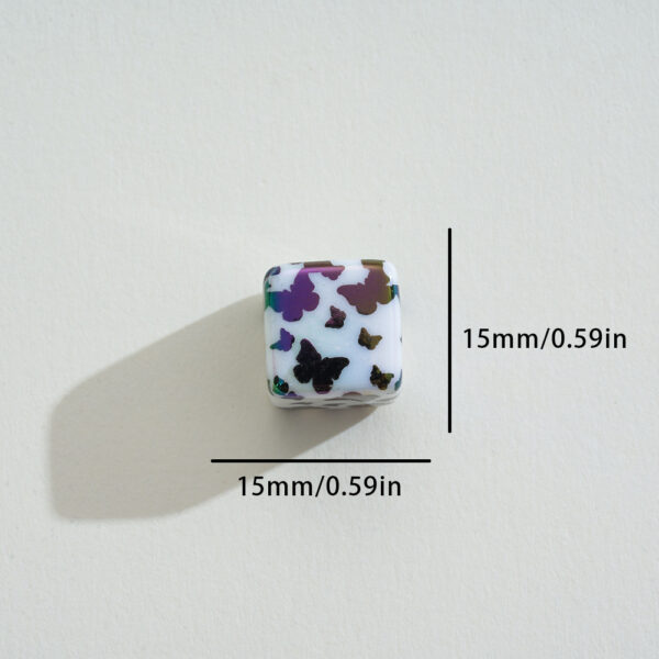 Wholesale 10pcs Acrylic Printing Butterfly UV Square Vertical Hole Beads