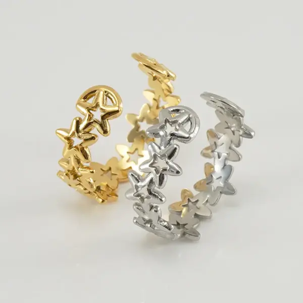 Wholesale Simple Style Star Titanium Steel Open Ring Plating Stainless Steel Rings