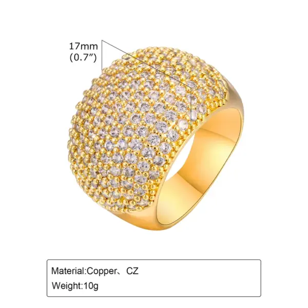 Wholesale Copper 18K Gold Plated IG Style Shiny Inlay Solid Color Zircon Rings