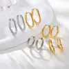 Wholesale 201 Stainless Steel Geometric Heart Shape PVD Coated 18K Real Gold Plated 18K Gold Elegant Streetwear IG Style Waterproof Non Tarnish Earrings
