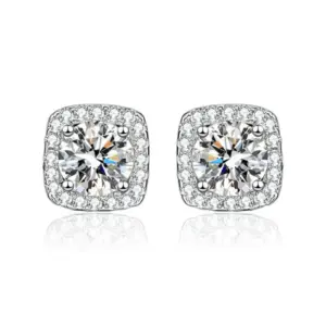 Luxury Square Bag Stud Earrings 1 Karat