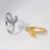 Wholesale Fashion Moon Titanium Steel Plating Open Ring 1 Piece