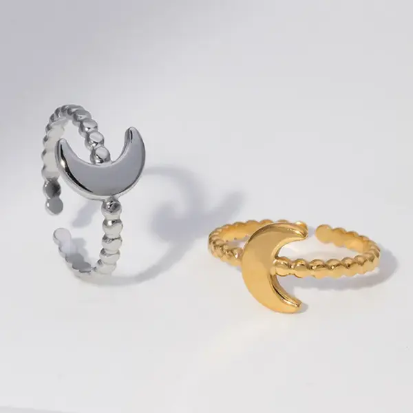 Wholesale Fashion Moon Titanium Steel Plating Open Ring 1 Piece