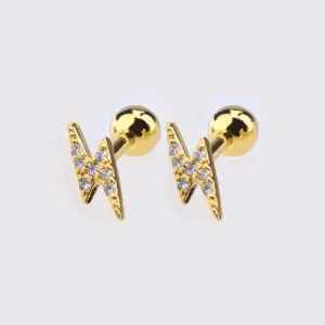 Gold Lightning Stud Earrings