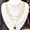 Wholesale Jewelry Fashion Heart Shape 304 Stainless Steel Turquoise Rhinestones Glass Stone 18K Gold Plated Layered Inlay Stainless Steel Necklaces