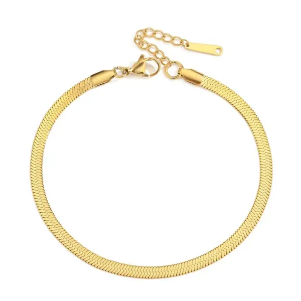 Fashion Stainless Steel Waterproof Non Tarnish No Inlaid PVD Coated Real Gold Plated Women'S Anklet