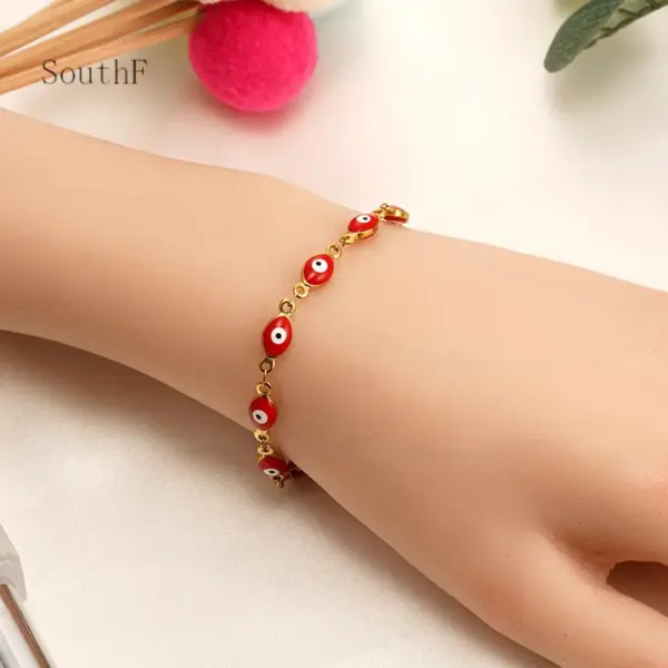 Wholesale Real Gold Plated Devil'S Eye 304 Stainless Steel Ethnic Style Waterproof Non Tarnish Bracelets