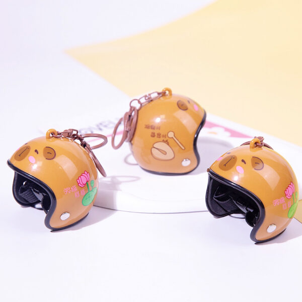 Wholesale 6.5CM Kapi Barra Large Helmet Keychain Creative Cute Motorcycle Cap Pendant Velvet Doll DIY Accessories