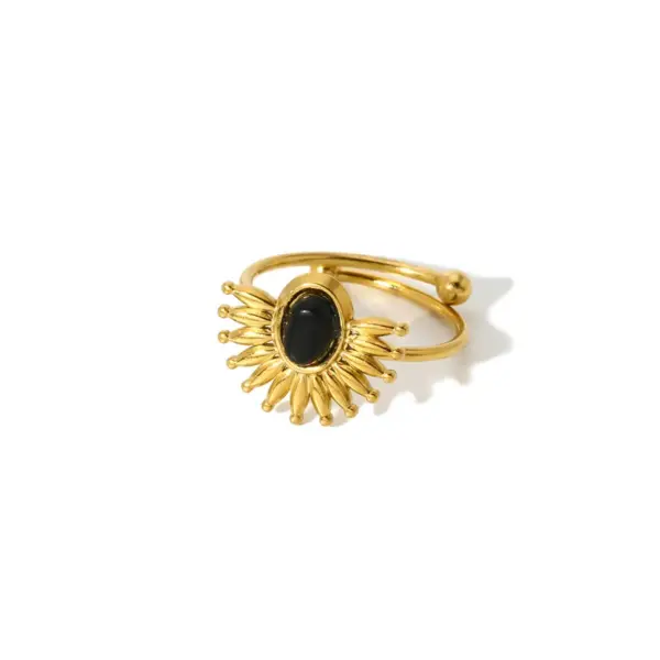 oly-df1cf4644f568ab9688ce3f168f178c1 Wholesale PVD Coated Real Gold Plated 18K Gold Geometric 304 Stainless Steel Casual Simple Style Waterproof Non Tarnish Adjustable Ring