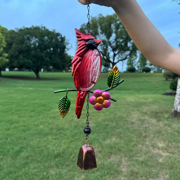 Wholesale Cross-border New Product Amazon Bird Iron Art Glass Painted Wind Bell Metal Paint Pendant Courtyard Balcony Hanging
