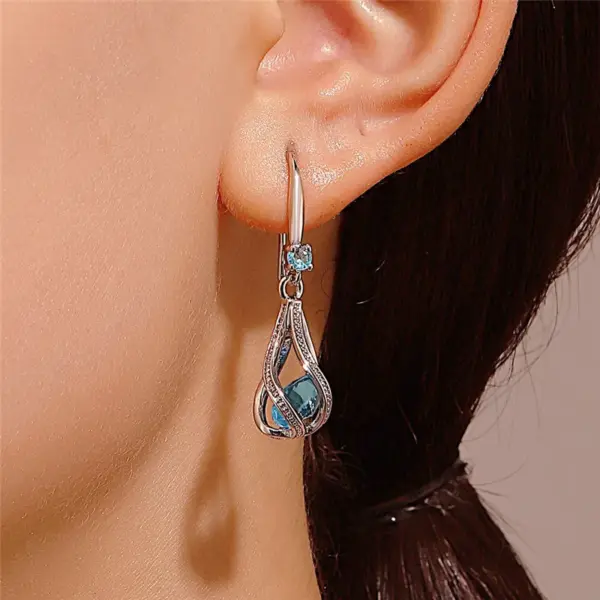 oly-df23c791846f125d524ce013475a09c4 Wholesale Jewelry IG Style Fairy Style Lady Geometric Water oplets Copper Artificial Crystal Artificial Zircon White Gold Plated Plating Hollow Out Inlay Cable Chain Jewelry Set