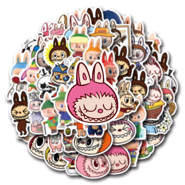 Wholesale 55 sheets of forest elf image Labubu cartoon graffiti stickers car luggage cup stickers