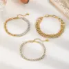 Wholesale Casual Elegant Cute Geometric 304 Stainless Steel 18K Gold Plated Zircon Ball Chain Cable Chain Tennis Chain Chain Bracelet In Bulk