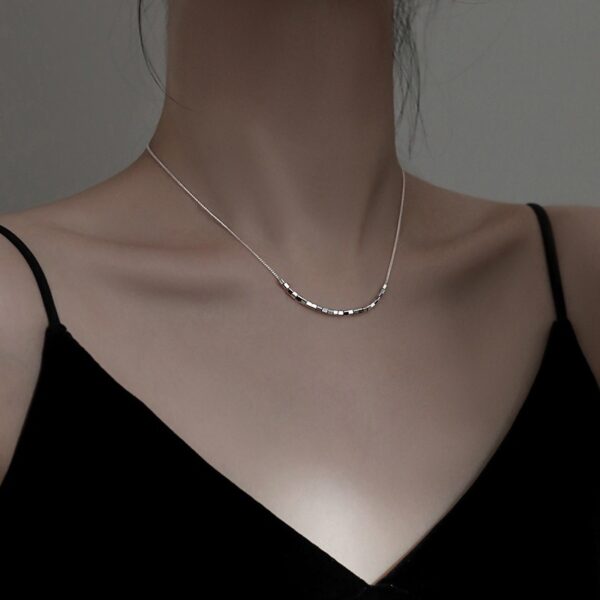 Wholesale S925 Silver Square Necklace New Entry Luxury Women's Summer Clavicle Chain Niche Design All-match Simple INS Style
