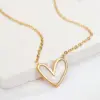 Wholesale 304 Stainless Steel Plastic Asymmetrical Heart Shape Ion Plating (IP) Acrylic 18K Gold Plated Cute Sweet Waterproof Non Tarnish Inlay Gold Pendant Necklace
