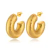 Wholesale 1 Pair Lady Simple Style C Shape Stainless Steel 18K Gold Plated Ear Studs