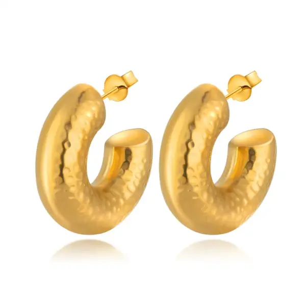 Wholesale 1 Pair Lady Simple Style C Shape Stainless Steel 18K Gold Plated Ear Studs