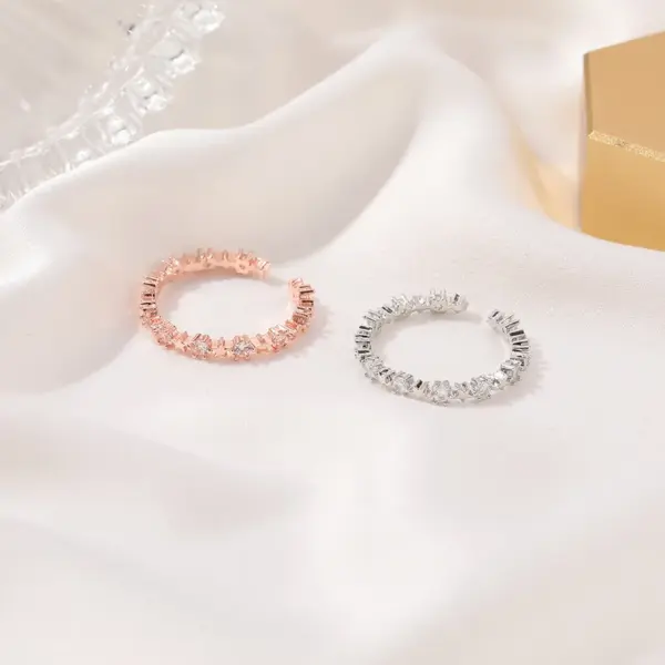 Wholesale Sweet Open Copper Inlaid Zircon Simple Five-pointed Star Ring