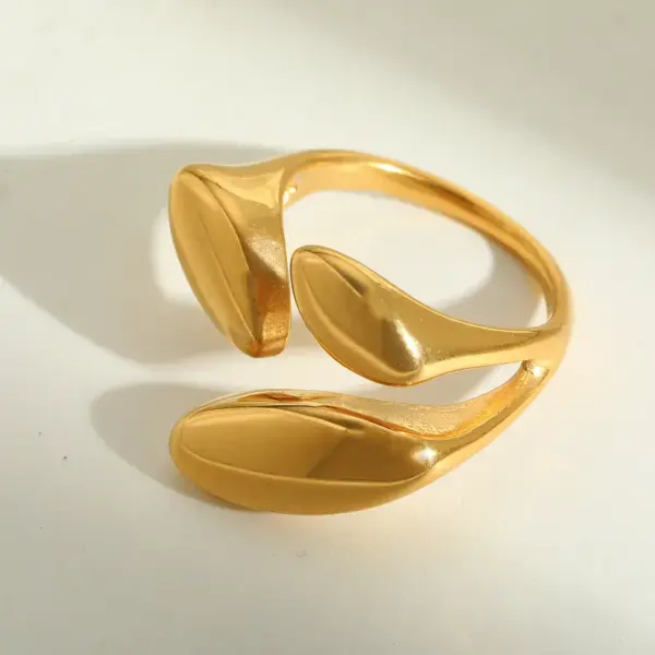 PVD Coated Real Gold Plated 18K Gold Irregular Geometric 304 Stainless Steel Casual Elegant Simple Style Waterproof Non Tarnish Open Rings