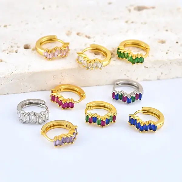 Fashion Geometric Plating Metal Artificial Gemstones Copper Earrings