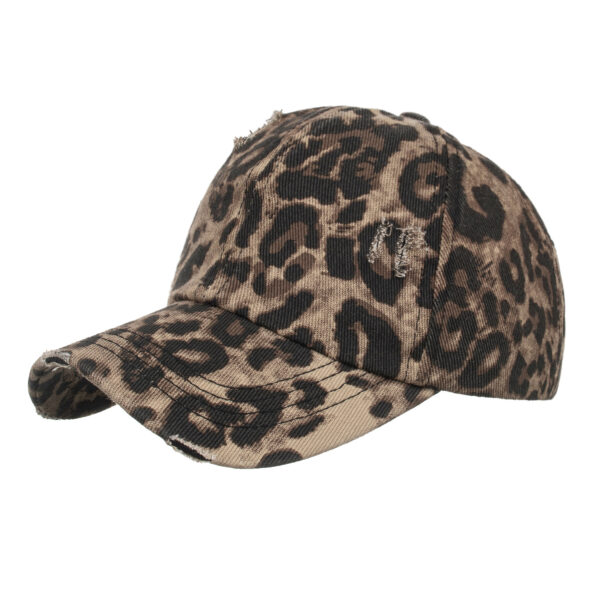 Wholesale Cross-border Amazon coffee large leopard cross elastic ponytail baseball cap cap B762