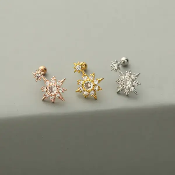 Wholesale Fashion Cactus Pineapple Copper Ear Studs Inlay Zircon Copper Earrings 1 Piece