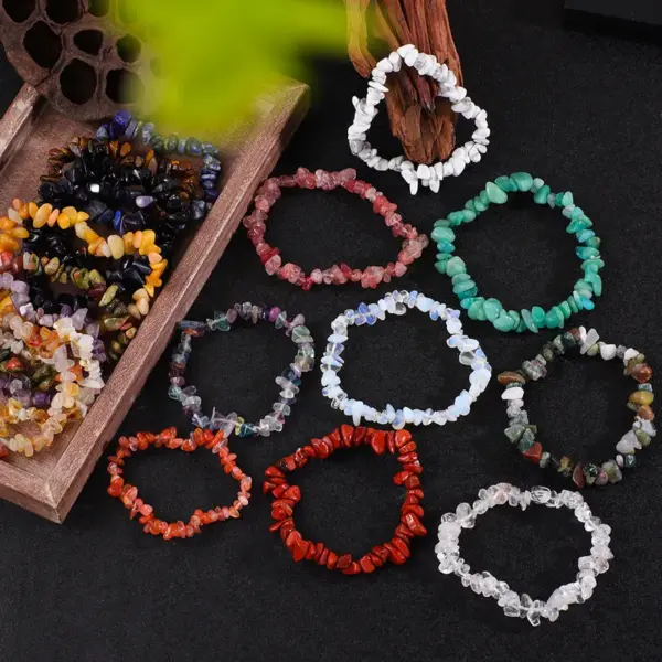 Wholesale Natural Crystal Rock Stripe Beads DIY Bracelet Jewelry Accessories Irregular Wave Pattern Ethnic Style Unisex Hand Chain