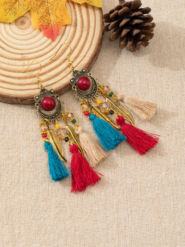Wholesale Ethnic style retro long tassel earrings ear hook bohemian Yunnan travel photography performance decorations