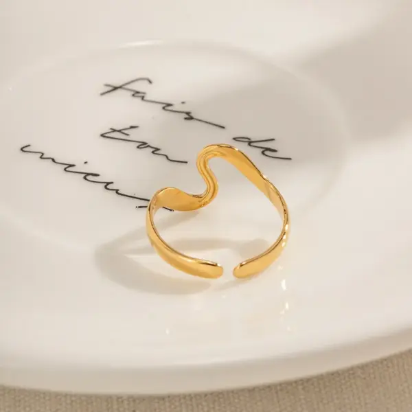 Wholesale Jewelry IG Style Irregular 304 Stainless Steel PVD Coated Plating Open Ring