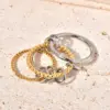 304 Stainless Steel Titanium Steel Twist PVD Coated Real Gold Plated 18K Gold Artistic Waterproof Non Tarnish Gold Silver Rings
