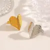 Wholesale Ion Plating (IP) 18K Gold Plated Heart Shape 304 Stainless Steel Simple Style IG Style Waterproof Non Tarnish Open Rings