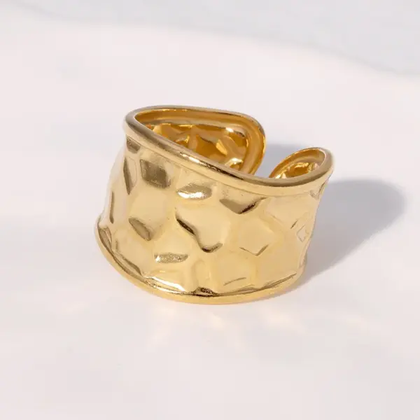 Wholesale PVD Coated Real Gold Plated 18K Gold Irregular 304 Stainless Steel Modern Style Simple Style Waterproof Non Tarnish Open Rings