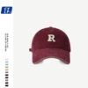 Wholesale Original Fashion Brand R Letter Baseball Cap Men's and Women's Ins Korean Style Washed Old Corduroy Cap Shown Face Small