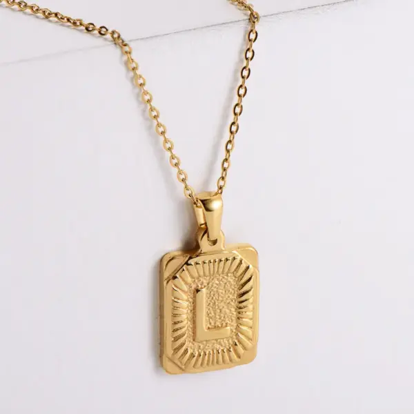 oly-df8e10e393eaf069ed6a2c45b7a4777d Wholesale PVD Coated 18K Gold Plated Letter 304 Stainless Steel Simple Style Waterproof Non Tarnish 304 Stainless Steel Pendant Necklace