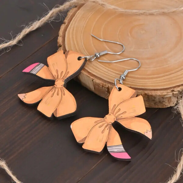 oly-df8e9973d7f5f66a20a0bb461861431d Wholesale Back-to-school creative pencil bow wooden earrings