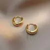 Ion Plating (IP) 18K Gold Plated C Shape 304 Stainless Steel Sweet Classic Style Waterproof Non Tarnish Hoop Earrings