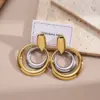 Wholesale PVD Coated Real Gold Plated 18K Gold Round Leaves Eye 304 Stainless Steel Casual Elegant Waterproof Non Tarnish Earrings