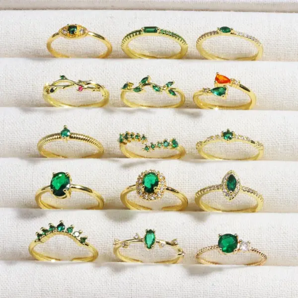 Wholesale Brass 18K Gold Plated Plating Inlay Solid Color Zircon Open Rings
