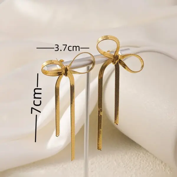 Wholesale 304 Stainless Steel Bow Knot Electroplating Golden Plated Elegant Sweet Waterproof Non Tarnish Gold Silver Ear Studs
