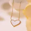 Wholesale 304 Stainless Steel Plastic Heart Shape Ion Plating (IP) Acrylic 18K Gold Plated Elegant Sweet Waterproof Non Tarnish Inlay White Gold Black Earrings Necklace Jewelry Set