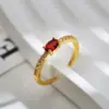Wholesale Copper Gold Plated Simple Style Inlay Rectangle Zircon Open Rings