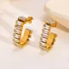 Wholesale Fashion U Shape Plating Inlay 201 Stainless Steel Zircon Stainless Steel Earrings